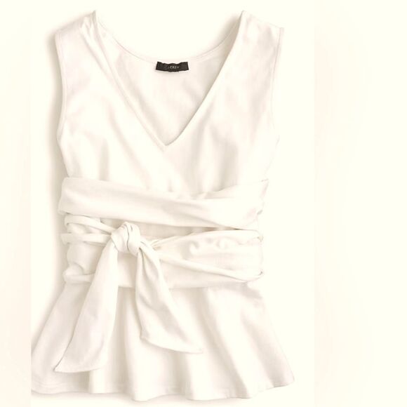Jcrew dramatic offwhite wraparound v-neck peplum Heavy cotton tank size xs - Picture 1 of 6